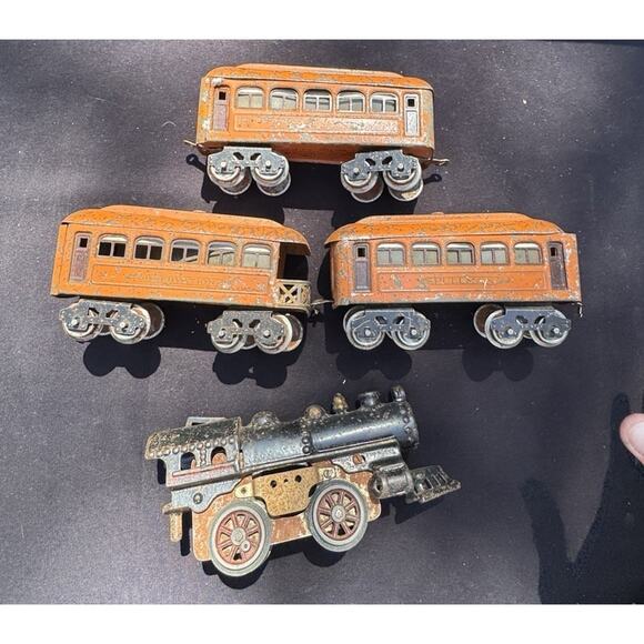 Rare 1920’s Lionel Prewar O Gauge Train Cars & American Flyer Engine Set - Picture 9 of 12